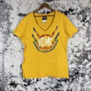 Harley Davidson Shirt‎ Womens Size Extra Large Yellow HDMC V-Neck